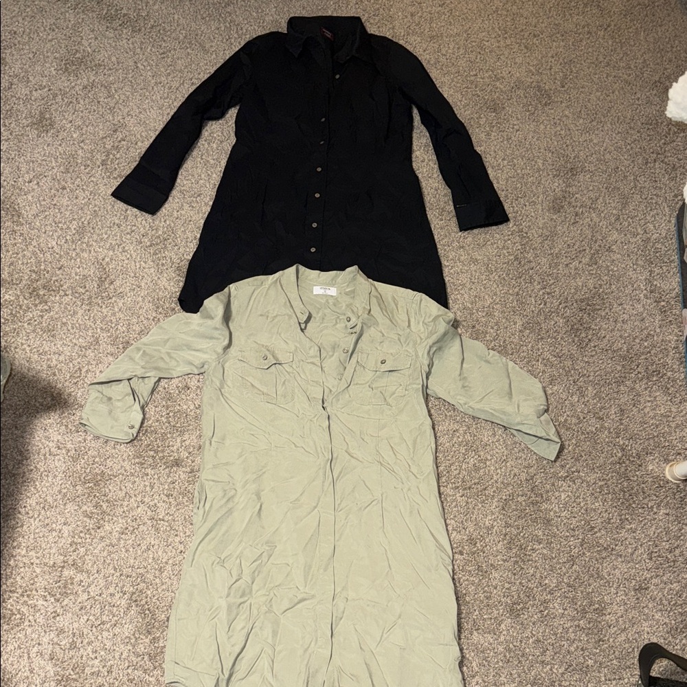 UNTUCKit Black and Tan Long Sleeve Dresses EUC